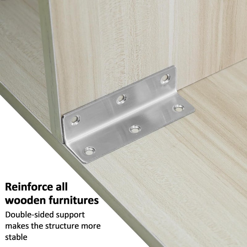 Redunest L Bracket, Heavy Duty Corner Brace, 10 Pack 4" Metal Shelf Bracket Angle Bracket for Shelves, Polished Silver Stainless Steel Braces for Wood Furniture - Image 4